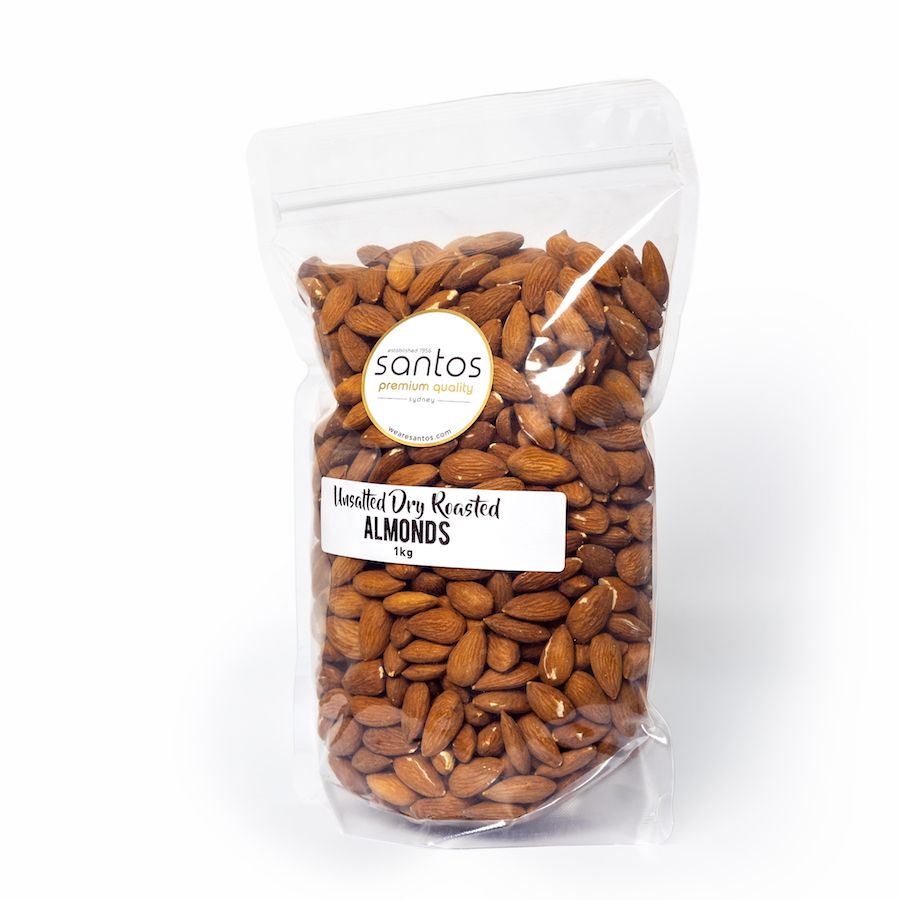 Almonds Unsalted Dry Roasted 1kg – Santos